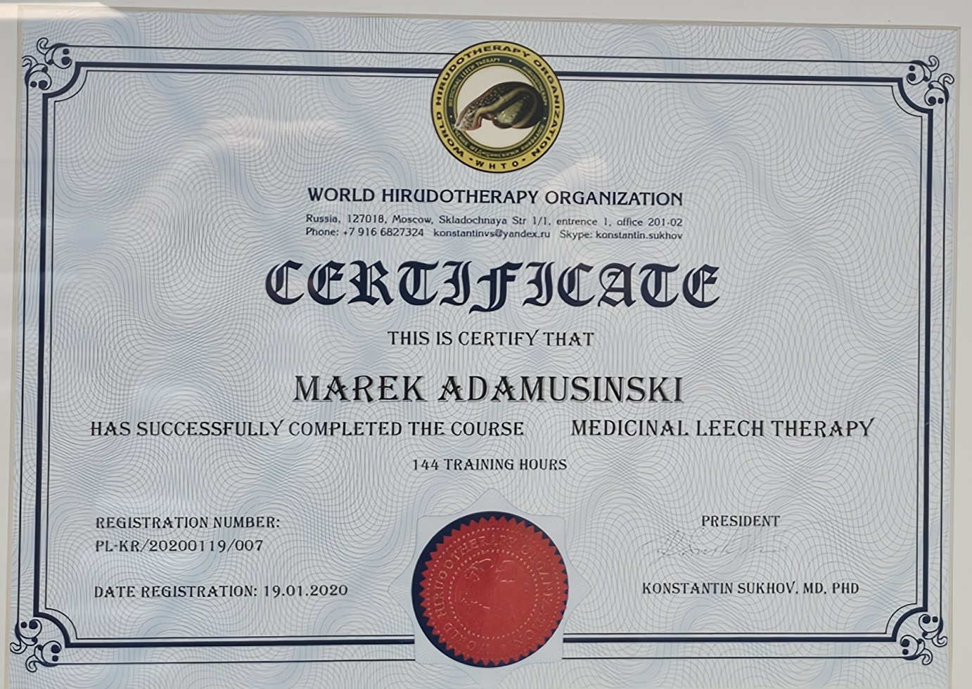 Kurs Medicinal leech therapy pod patronatem Word Hirudotherapy Organization 2020