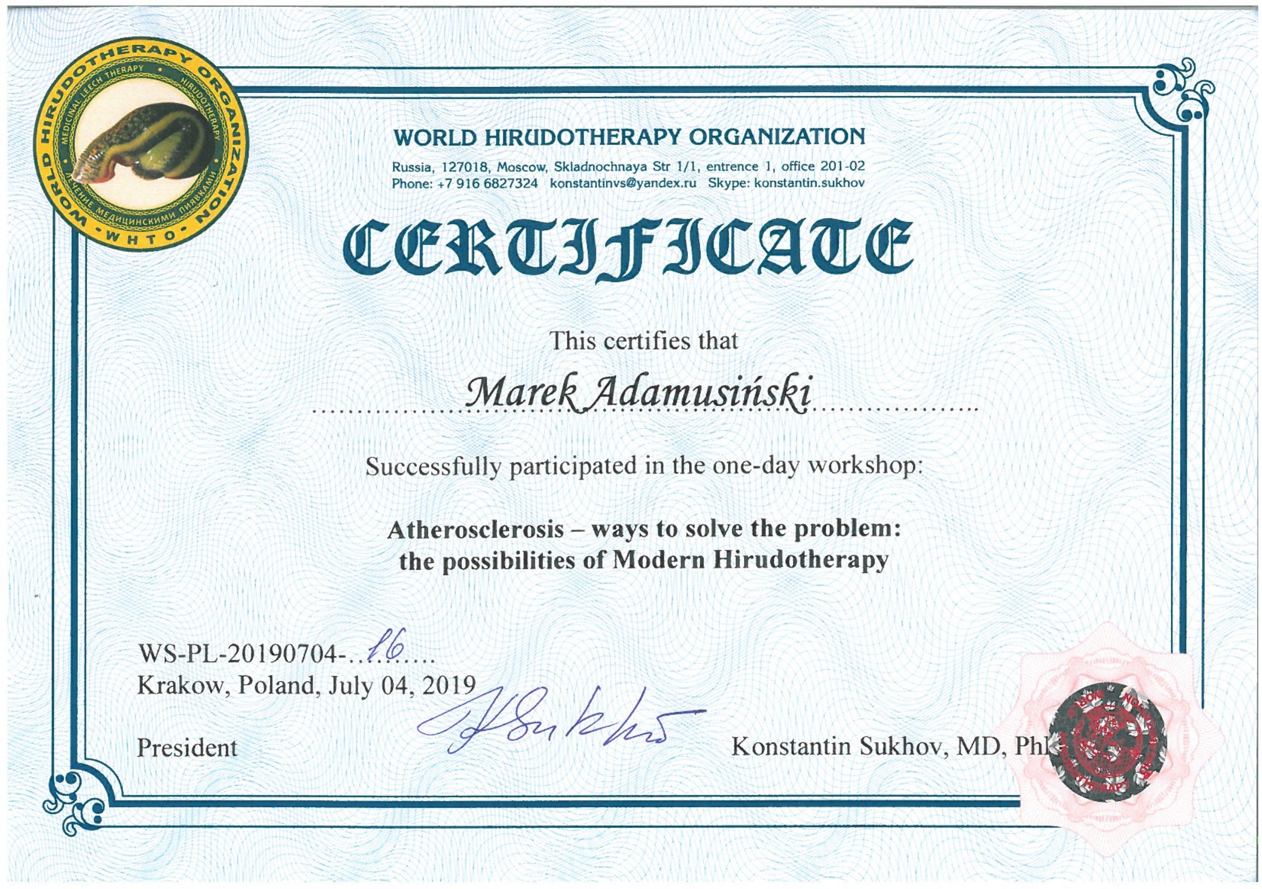 Atherosclerosis -ways to solve the problem: the possibilities of Modern Hirudotherapy 2019