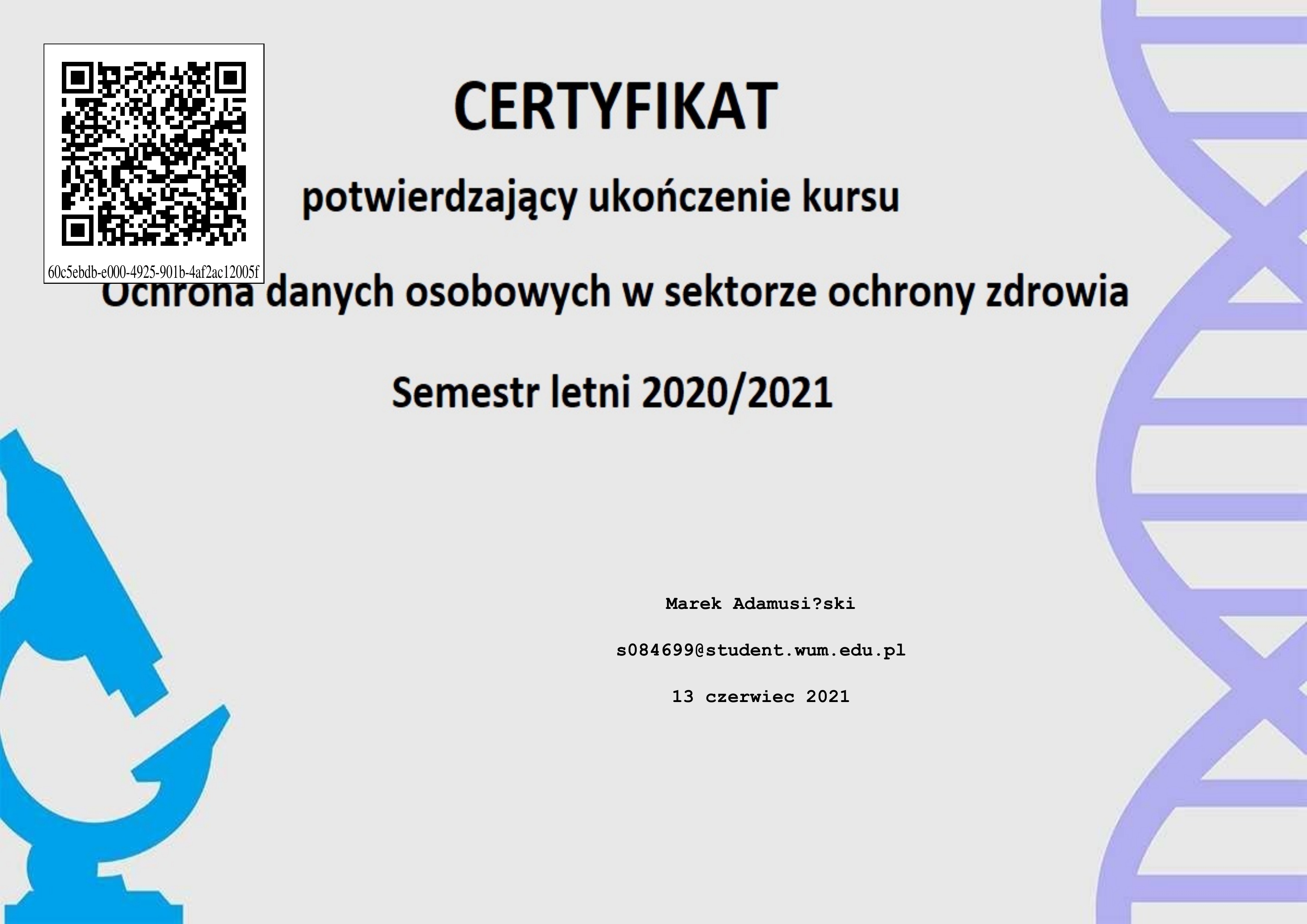 Ochrona danych osobowych w sektorze ochrony zdrowia - Warszawski Uniwersytet Medyczny 2020